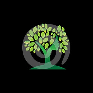 women tree icon, Tree with Body Women Logo Design