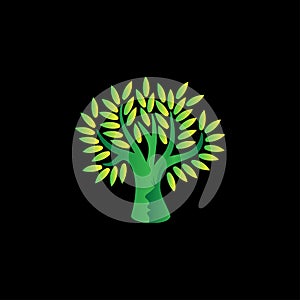 women tree icon, Tree with Body Women Logo Design