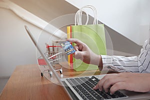 Women using laptop for shopping for online shopping concept