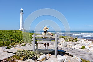 women visiting the lighthouse of Slangkop Kommetjie Cape Town South Africa