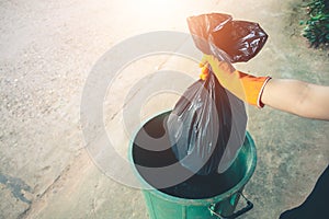 Women volunteer help garbage collection charity environment.