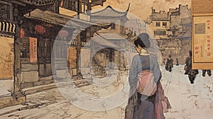 Women Walking in Pejing at 1900