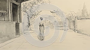 Women Walking in Pejing at 1900