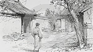 Women Walking in Pejing at 1900