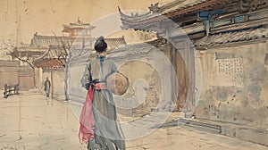 Women Walking in Pejing at 1900