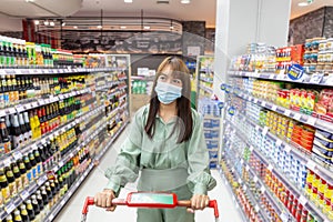 Women wear masks to shop in supermarkets, new normal lifestyles in the era of the Corona virus