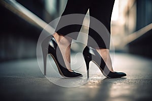 Women wearing black pants and heels. Generate ai