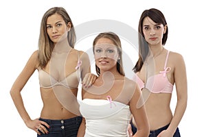 Women wearing Breast Cancer Awereness ribbon photo