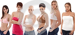 Women wearing Breast Cancer Awereness ribbon photo