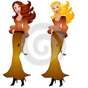 Women Wearing Dresses Clipart