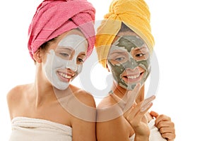 Women wearing facial clay