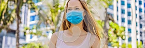 Women wearing hygienic mask to prevent Coronavirus covid 19. People in masks The outbreak of Novel Corona virus. air
