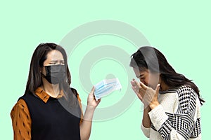 Women wearing mask protection epidemic flu covid19