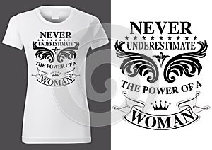 Women White T-shirt Design with Inscriptions