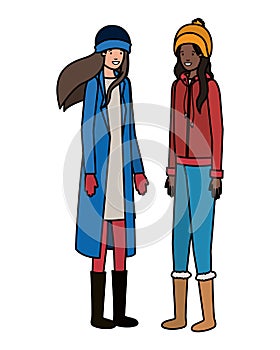 Women with winter clothes avatar character