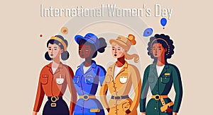 Women in the Workforce: International Women's Day Banner Showcasing Women in Various Careers