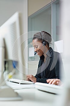 Women working in call center