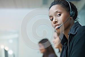 Women working in call center