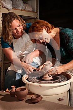 Women working with clay