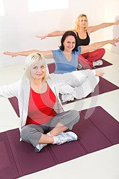 Women working out on mat