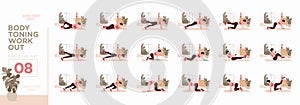 Women Workout Set. Women doing fitness and yoga exercises.