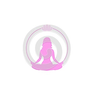 Women Yoga with lotus icon isolated on white background