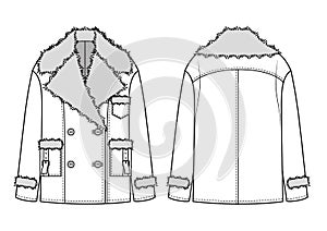 Womens Aviator and Fur Jacket CAD Drawing