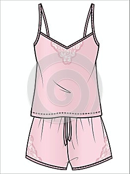 Womens Cami and Panty Lacy Nightwear Set
