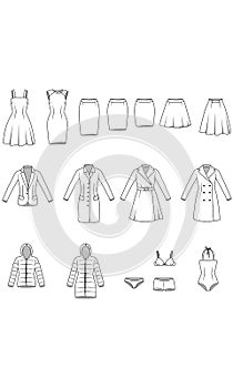 Womens clothes , Garment illustration , Vector photo