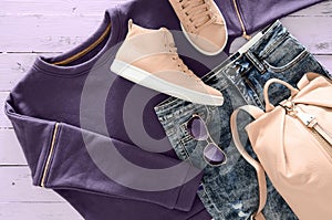 Womens clothing, accessories, footwear violet sweatshirt, acid