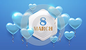 womens day 8 march holiday celebration banner flyer or greeting card with air balloons horizontal