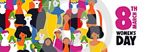 Womens Day 8th March web banner of diverse girls