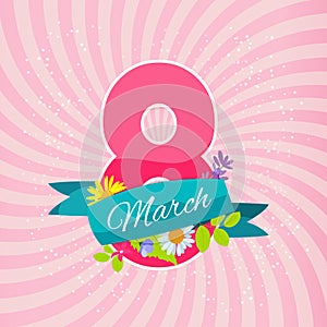 Womens Day Greeting Card 8 March Vector Illustration