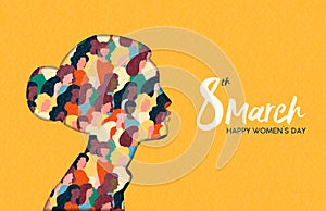 Womens Day 8th march woman head paper cut card