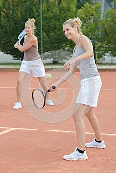 Womens doubles tennis game