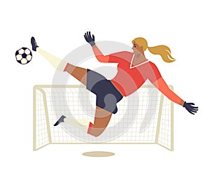 Womens European football, soccer player flat vector illustration. photo