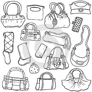 Womens handbags. Hand drawn Vector Set 2