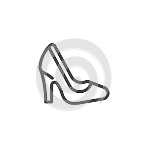Womens heel shoe line icon. Ladies accessory, female wardrobe casual stuff. Vector isolated