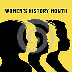 Womens History Month. Women`s day. Poster with different women. 8 march