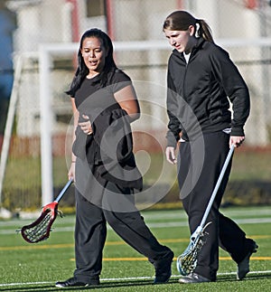 Womens Lacrosse Players heading to practice