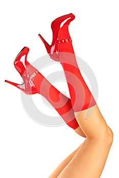 Womens legs and red shoes