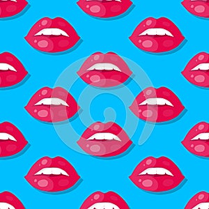 Womens Lips Seamless Pattern Vector Illustration