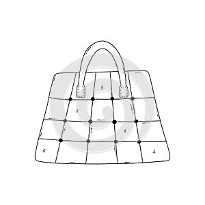 Womens roomy tote bag. Vector doodle black and white