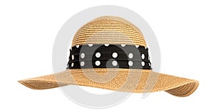Womens straw hat isolated on white background