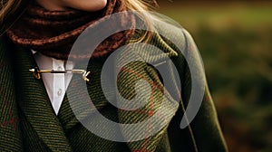 Womenswear autumn winter clothing and accessory collection in the English countryside fashion style, classic look photo