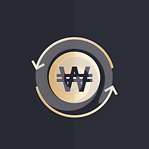 Won exchange vector icon, korean currency