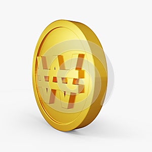 Won icon gold coin color 3D currency symbols