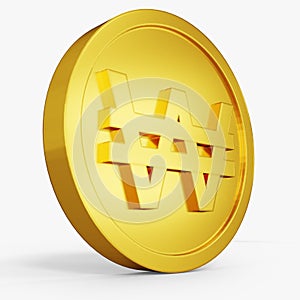 Won icon gold coin color 3D currency symbols