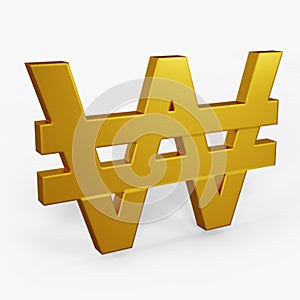 Won icon gold color 3D currency symbols