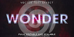Wonder cinema text effect, editable retro and glitch text style